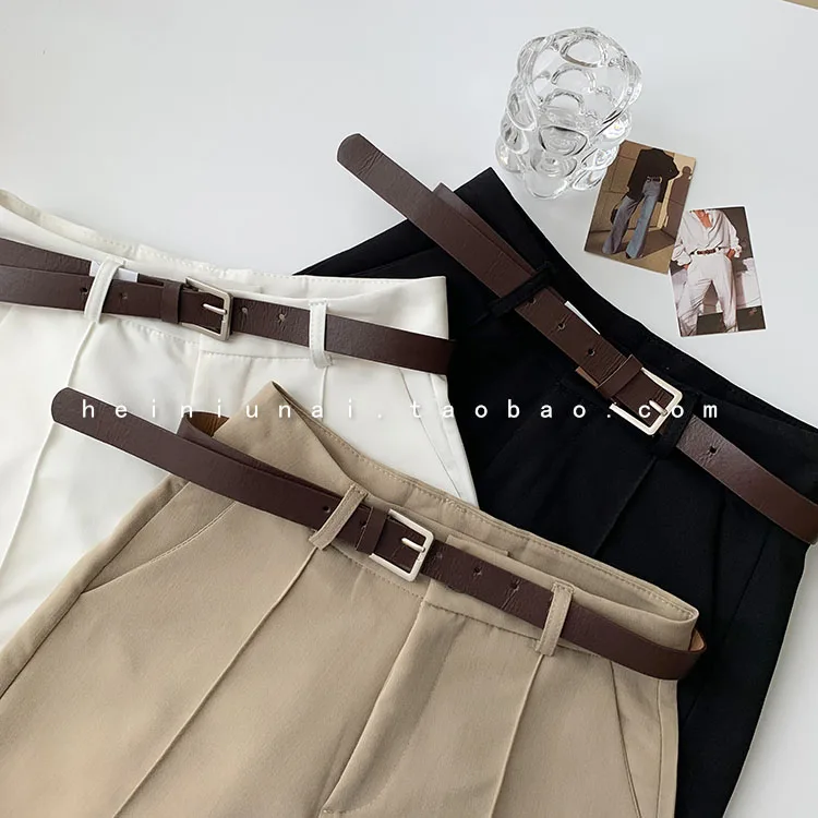 

ZHISILAO Solid Wide Leg Shorts Women with Belt Plus Size Vintage Casual High Waist Knee-length Short Streetwear Summer 2021