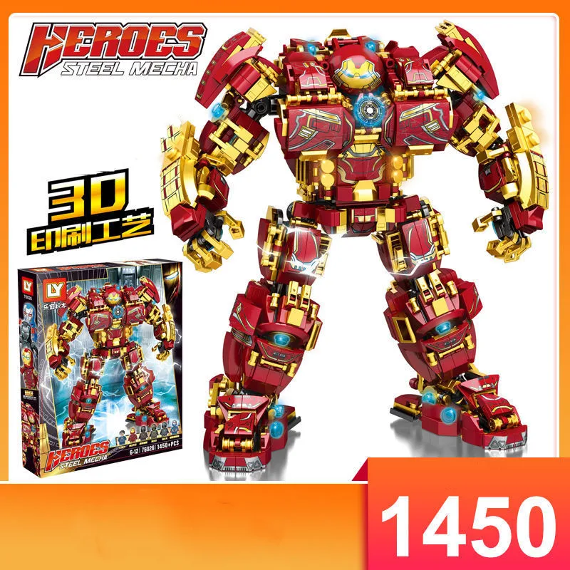

1450 шт. MOC супергерой Железный человек тяжелый механический доспех модель фигурки строительные блоки детские игрушки Кирпичи кукла подарок ...