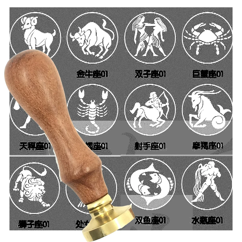 

Magic zodiacal signs wax seal wood handle,Scrapbooking wax stamp sello Twelve constellations, Vintage Gift high quality 138