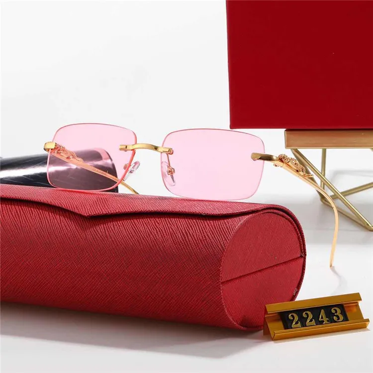 

New men's and women's Square frameless metal sunglasses small frame fashion sunglasses 2243