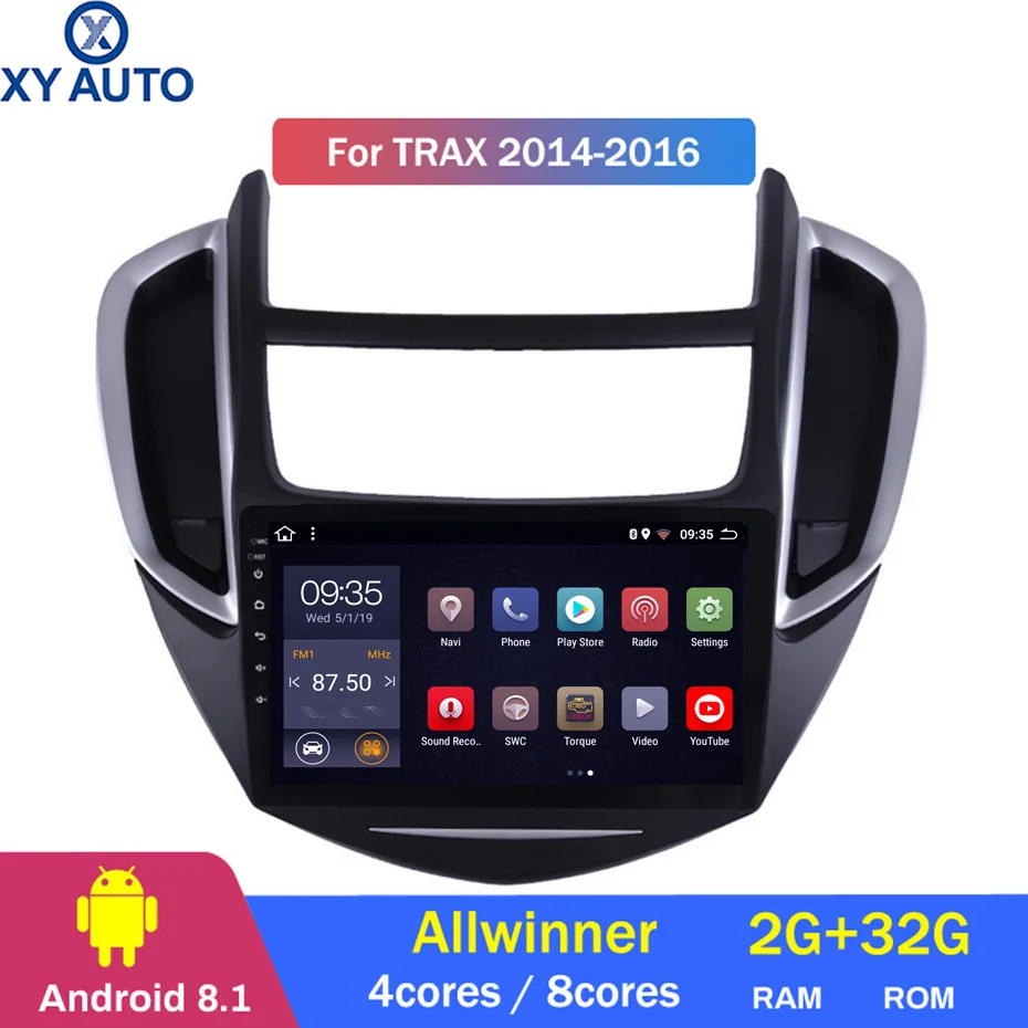 9 дюймов 2.5D IPS HD Мульти-сенсорный экран Android8.1 2G RAM 32G ROM NAVI для Chevrolet Trax 2014-2016 с Bluetooth USB