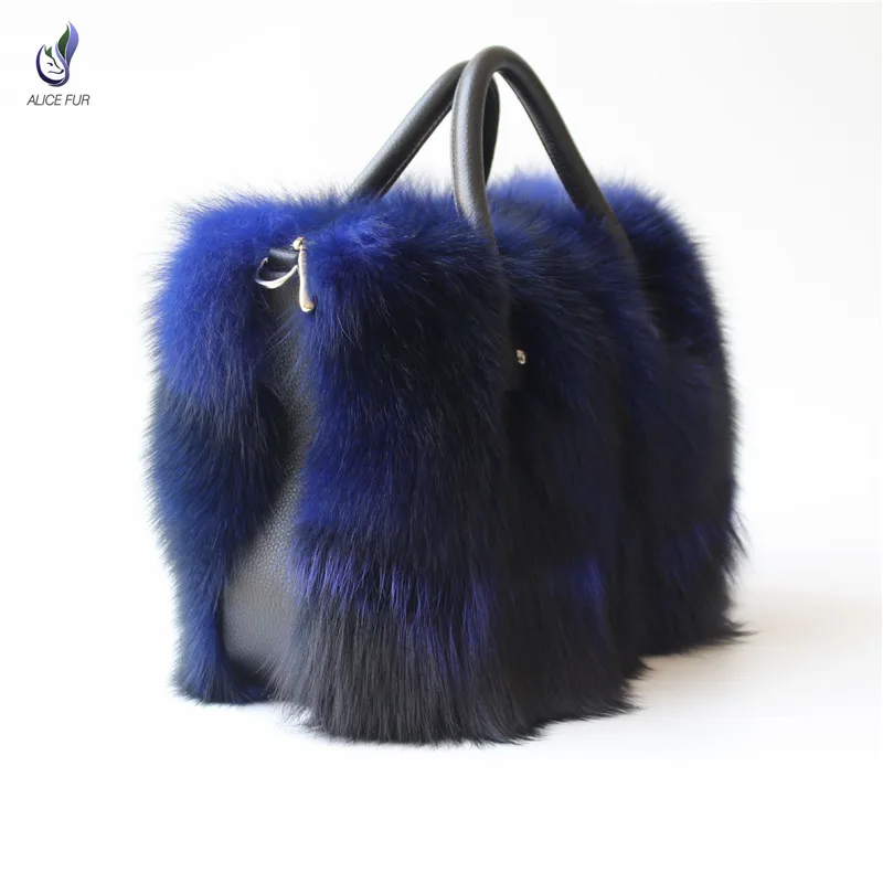 Высококачественные женские сумки сумка из натурального Лисьего меха модные на
