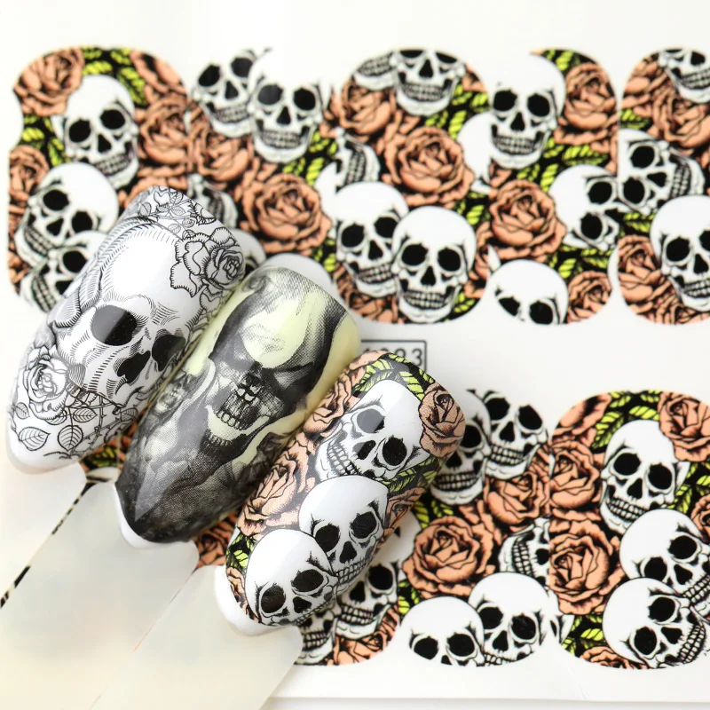 12 шт Хэллоуин серии наклейки для воды переводные смешанные узорами дизайн ногтей