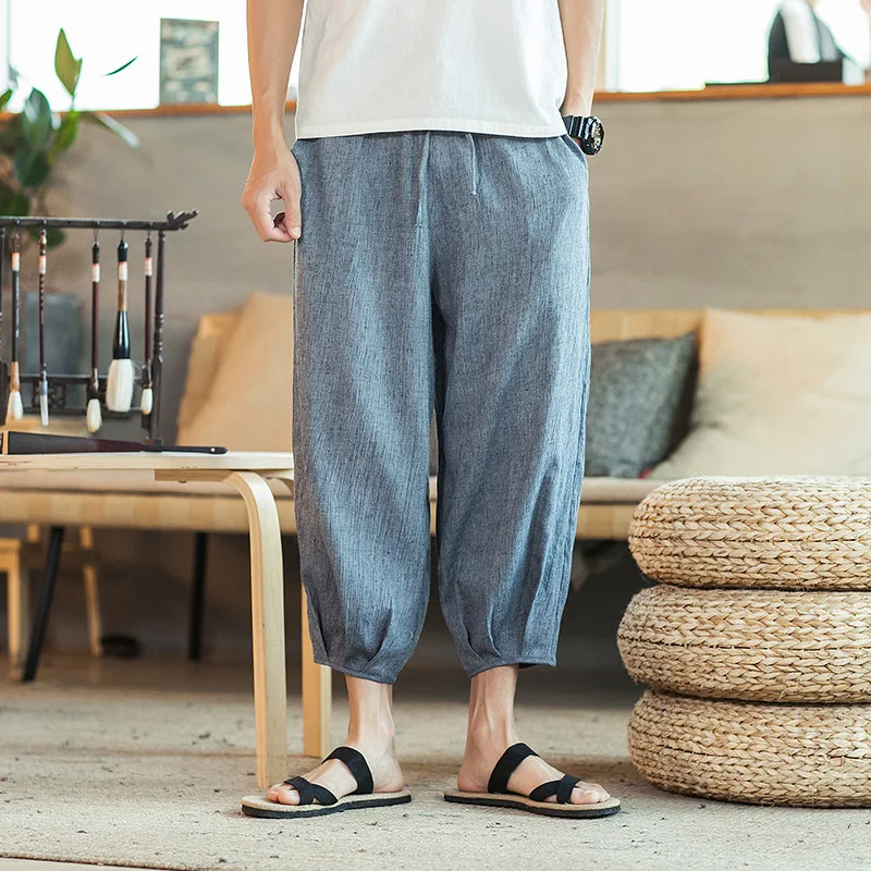 Мужские штаны в японском стиле костюм самурая винтажные мужские брюки