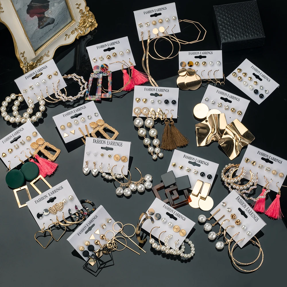 

Vintage Tassel Acrylic Earrings Bohemian Statement Earrings Set Dangle Drop Earing For Women 2020 Fashion Jewelry