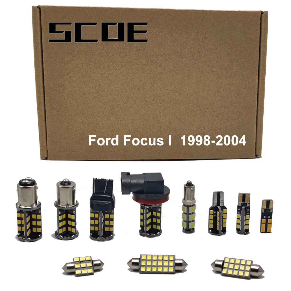 

For Ford Focus Ⅰ 1998-2004 SCOE High/Low Beam Headlight Halogen Fog Turn Signal Sidemarker Brake Tail Back Up License LED Light