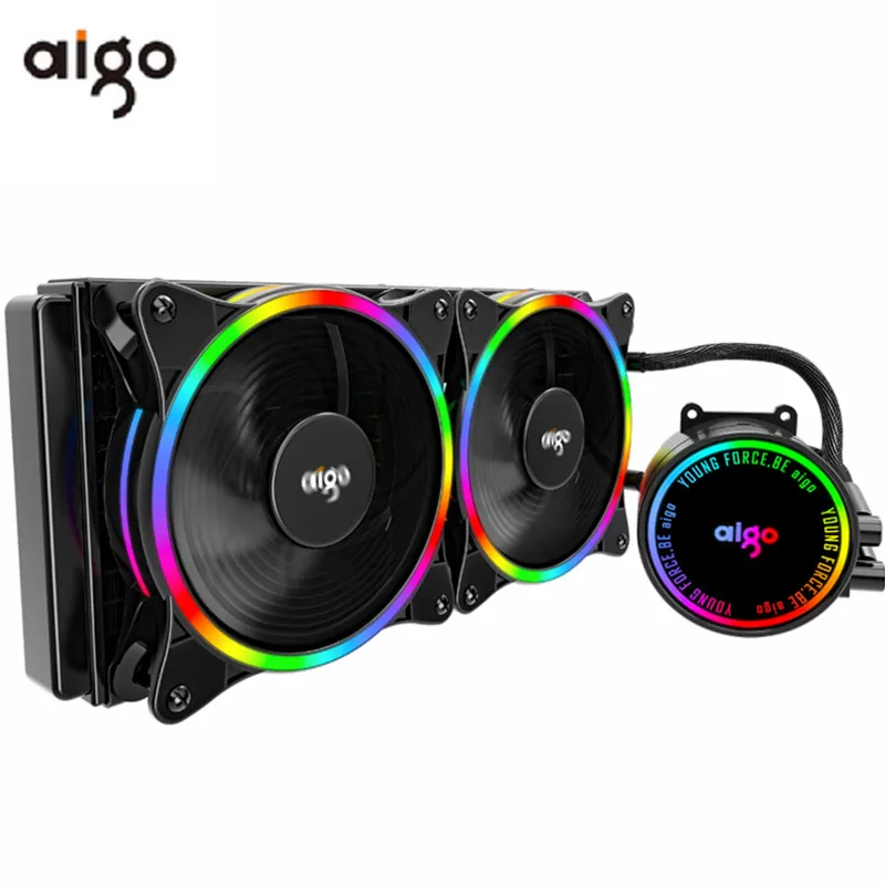 Aigo кулер для охлаждения жидкой воды CPU rgb радиатор интегрированный радиатор ПК чехол для компьютера 120 мм вентилятор LGA 2011/1151/1155/AM3 +/AM4 AMD - изображение