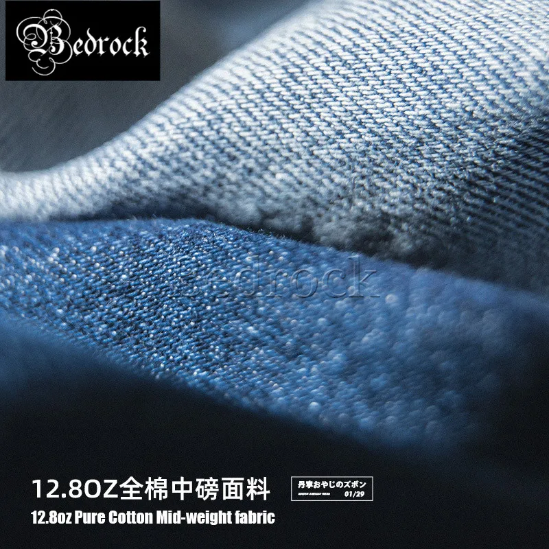 12.8oz retro one washed denim dad pants for men dark blue loose wide leg jeans pure cotton denim jeans vintage casual jeans