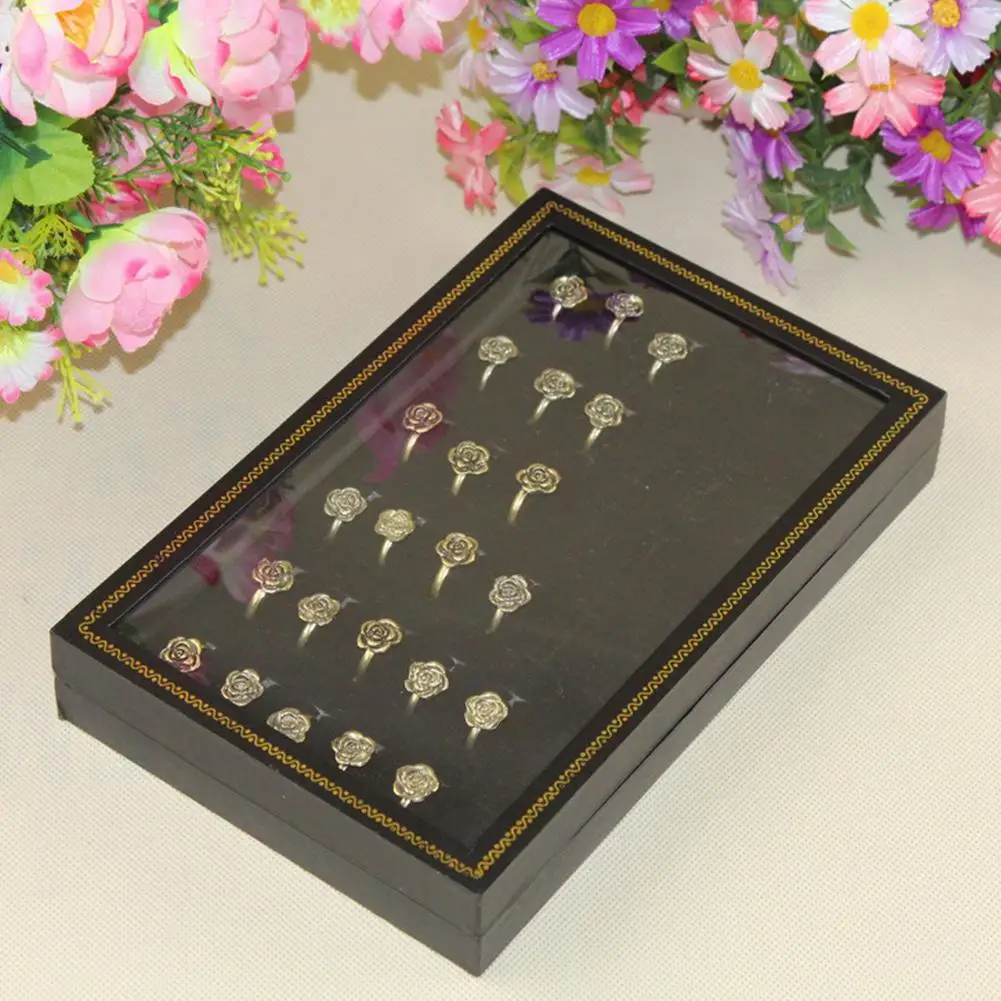 Черного цвета большие размеры 36 бит ювелирные изделия кольцо Дисплей Органайзер