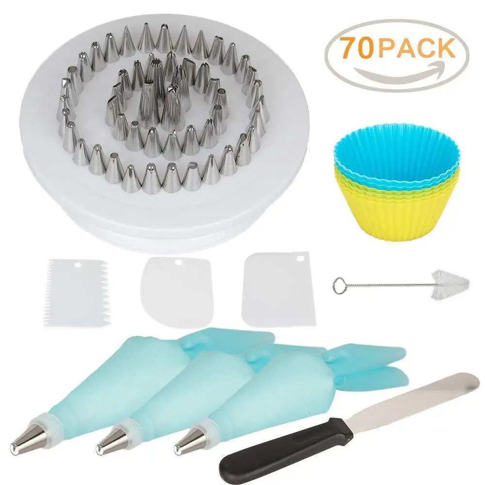 

70pcs Europe Creativity Stainless Steel Cake Decorating Tools Plastic Rolling Tray Cake Mold Do Pieczenia Kitchen Items EC50HB