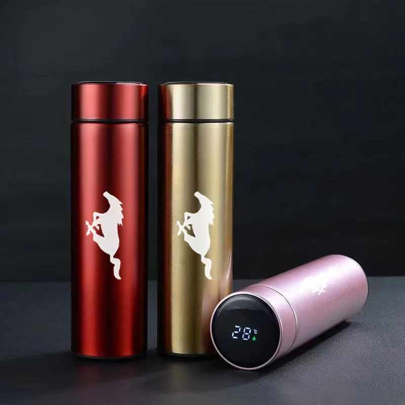 

For Mustang Mach-E EV GT SHELBY GTE 500ML Intelligent Display Temmperature engraving Car logo Stainless Steel Vacuum Water Cup
