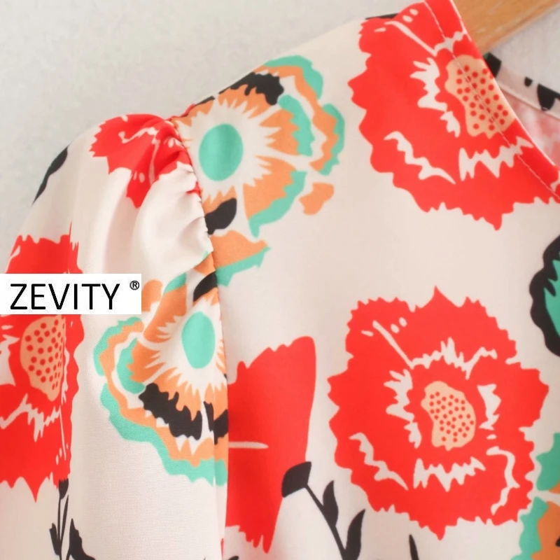 Zevity для женщин в винтажном стиле с цветочным принтом плиссированное платье