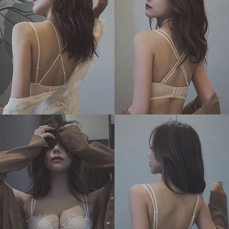 

Черный пикантный кружевной топ без косточек, комплект с регулируемым бюстгальтером, летний уплотненный бюстгальтер с перекрестной спинкой...