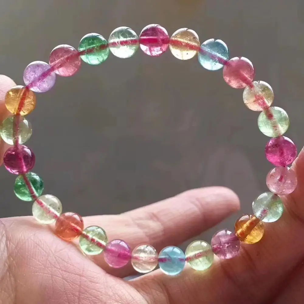 7 2 мм Сертификат натуральный Радужный разноцветный турмалиновый Круглый бисер