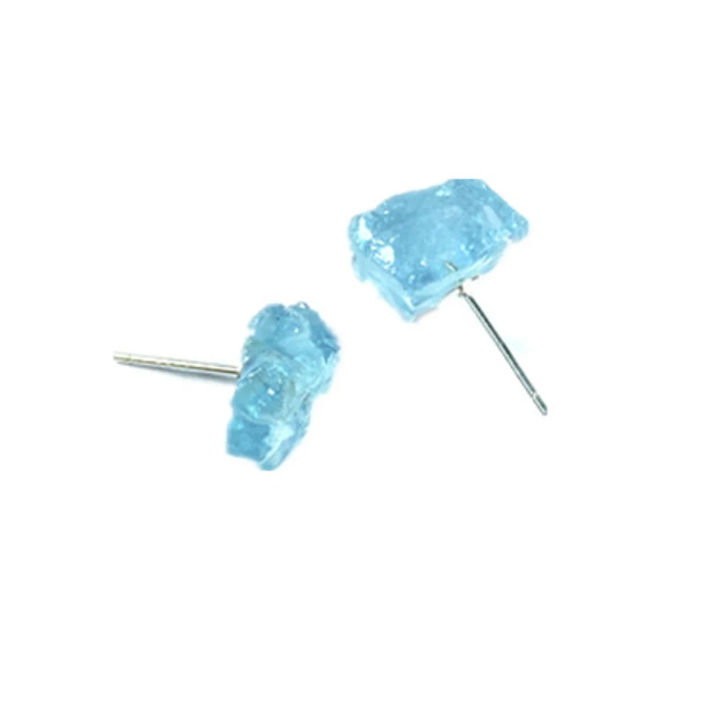 

CSJ High quality Natural Aquamarine Raw Gemstone stud Earring irregular Aquamarine Gemstone earring Birthday gift for ladies