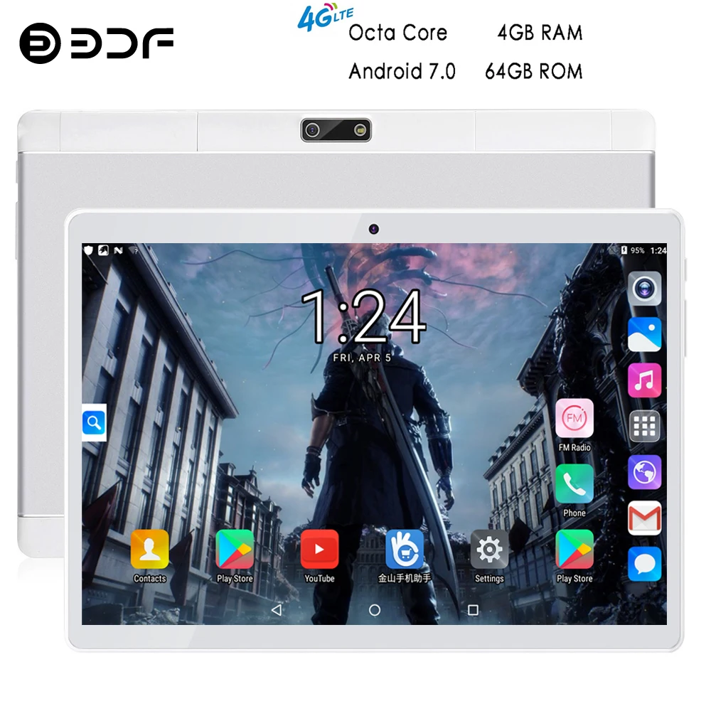 BDF планшет 10 дюймов планшетный ПК 4 ГБ/64 ГБ Android 7,0 Восьмиядерный 4G LTE планшет Android 1280*800 ips Tab двойная камера ПК планшет 10,1