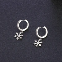 fashion cubic zircon snowflower christmas earrings punk hoops earrings for women girls festival new year jewelry gift