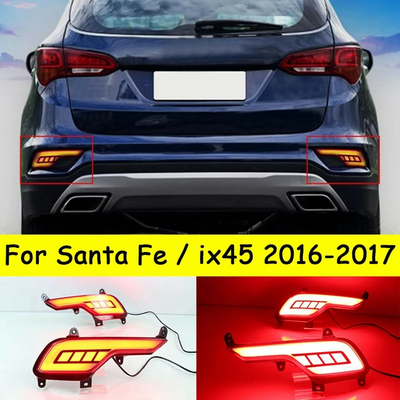 

Для Hyundai Santa Fe / Ix45 2016-2017 Светодиодный отражатель заднего бампера, стоп-светильник, противотуманный светильник, лампа с поворотом