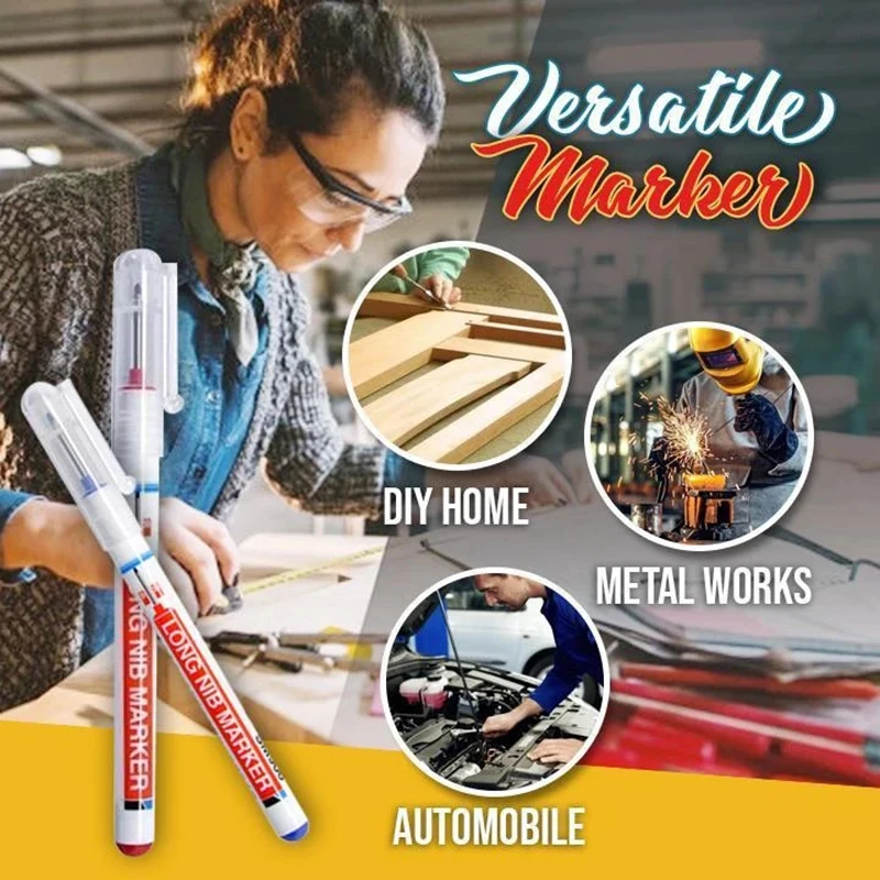 

3pcs 3 Color Long Head Deep Hole Marker Long Nosed Marker Deep Drill Hole Long Nib Water Resistant Marker Pens FC