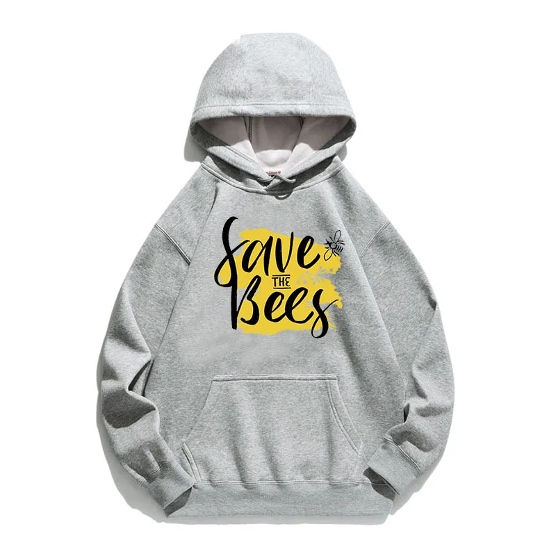 

Women Hoodie Save The Bee Printed Hoodies Women Fleece Long Sleeve Loose Sweatshirt with Hat Girls Pullovers Winter