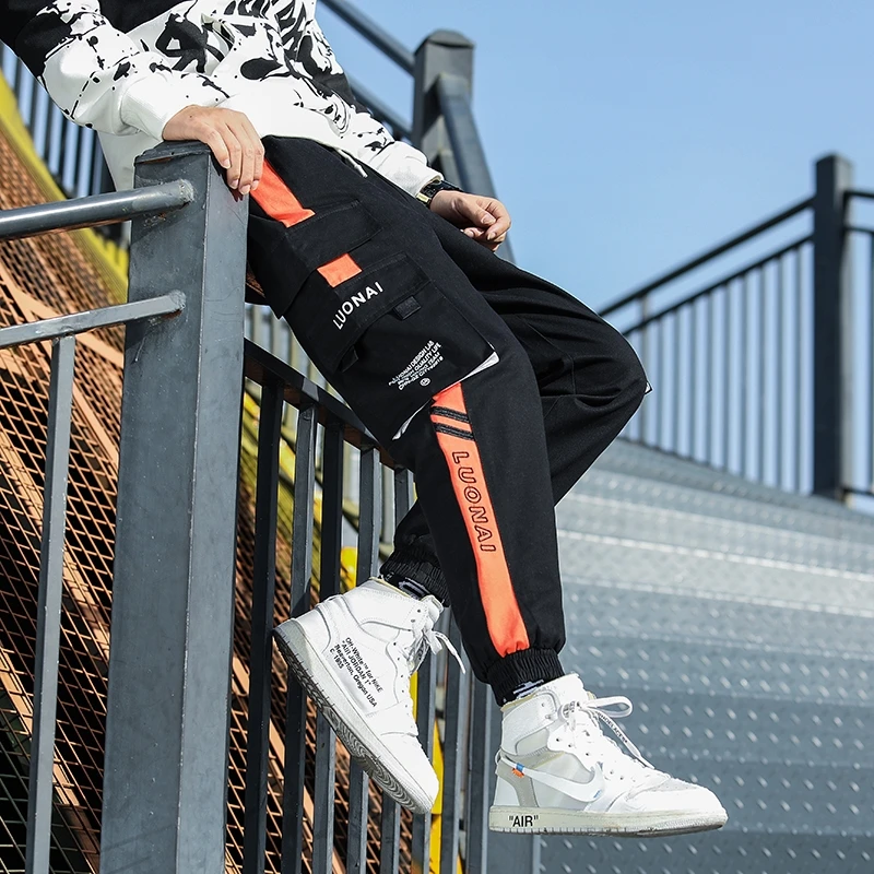 

Pocket Big Men's Cargo Pants Streetwear Leisure Hip Hop Jogging Pants Male High Quality 2021 New Sweatpants Pants Mens Trousers