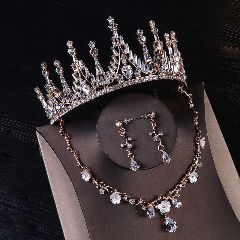 Барокко корона ожерелье серьги комплект ювелирных изделий головной убор невесты