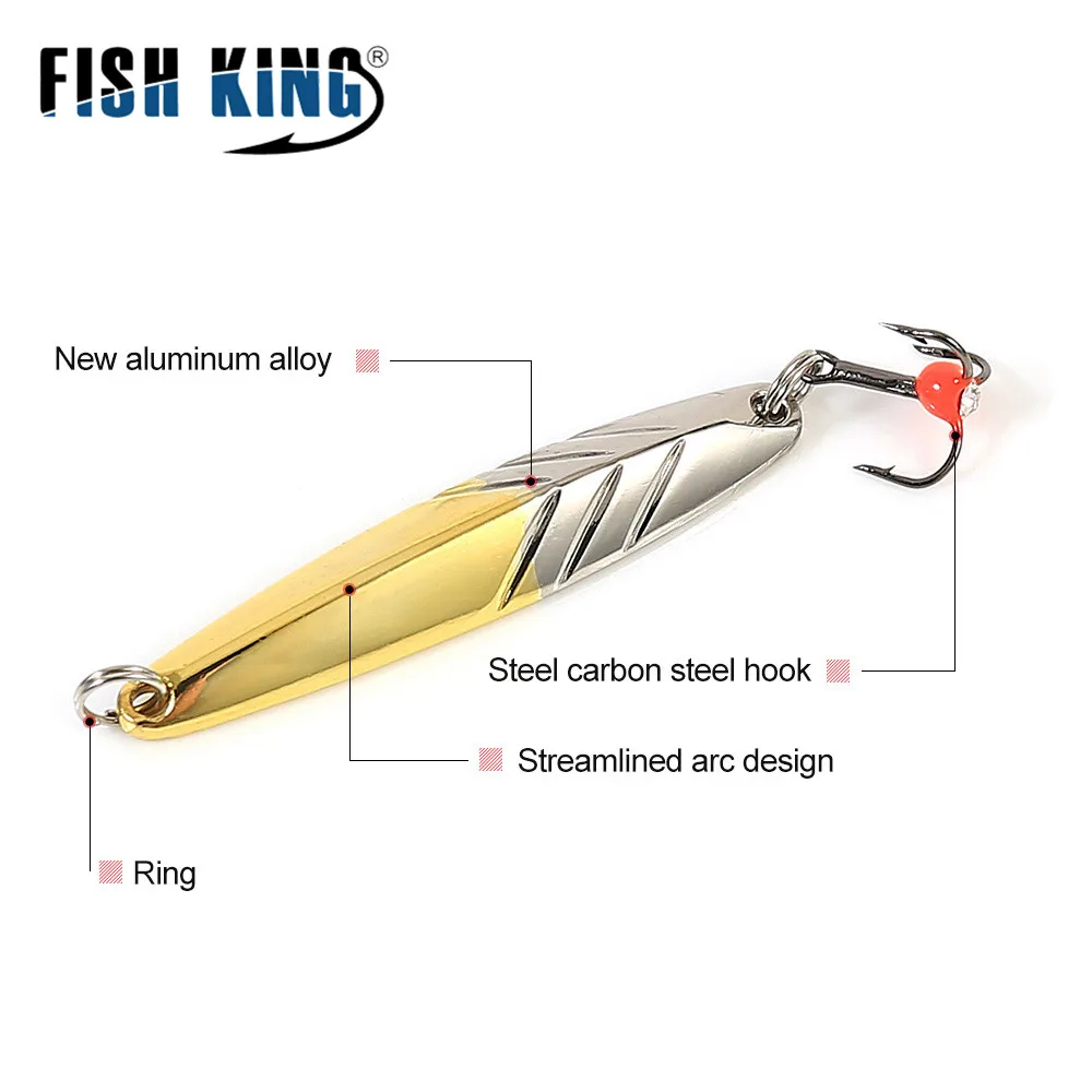 FISH KING  Winter Ice Fishing Lure 5/10/15g Artificial Metal Winter Hard Bait Balancer Metal Treble Hook accessories Wobblers