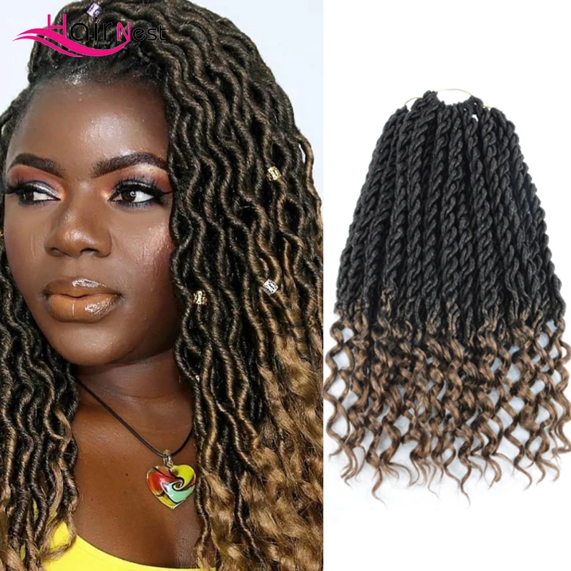

Hair Nest Bohemian18 inch Faux Curly Locs Crochet Braiding Ombre Hair Extension Locs Synthetic Braids For Women 24 Strands