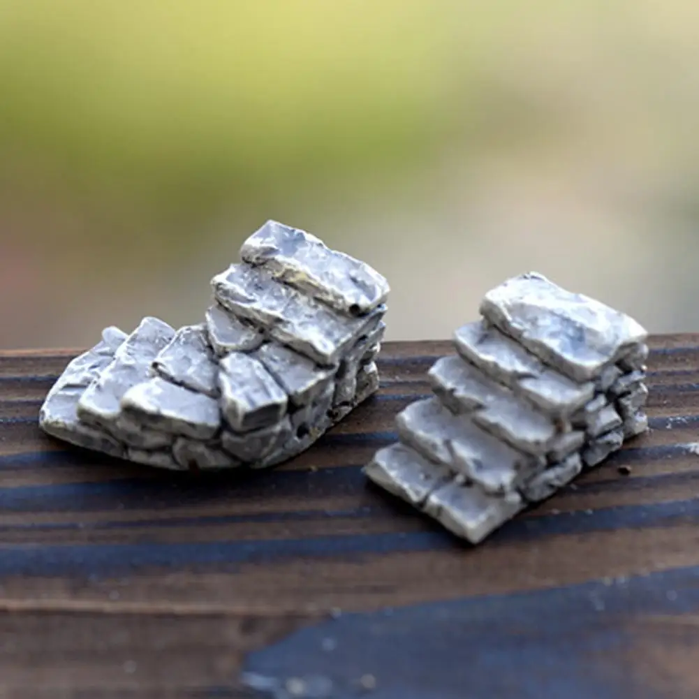 

HOT SALES2Pcs Mini Resin Garden Miniature Stone Steps Road Staircase Landscape Ornament