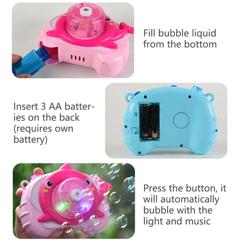 

Children's Sound and Light Electric Dolphin Bubble Machine One-Button Automatic Bubble Blowing Without Battery