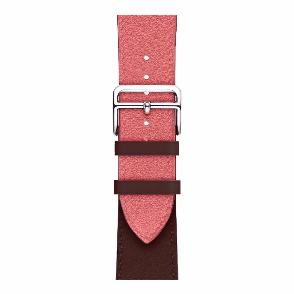 pink wine Новейший цветной кожаный ремешок для часов iWatch5 4 3 2 1, ремешок для часов Apple Watch 42 мм, 38 мм, 40 мм, 44 мм, ремешок для браслета - Цвет ремешка: pink wine