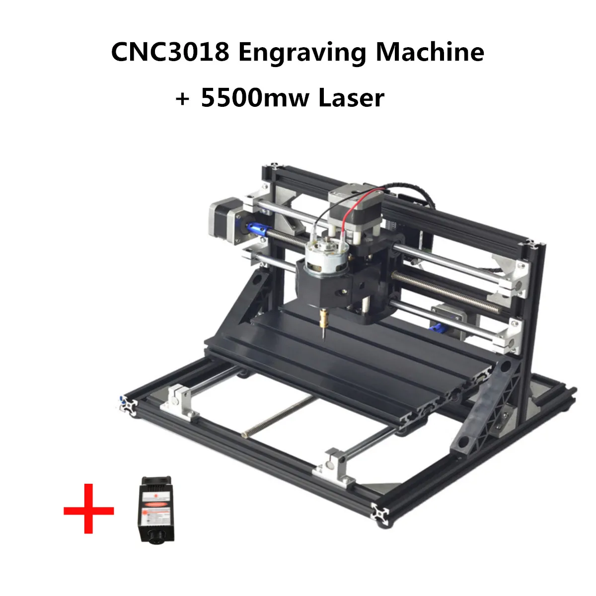 With 5500mw Laser CNC3018 Diy Мини гравировальный станок с ЧПУ лазерная гравировка PCB ПВХ фрезерный станок с ЧПУ GRBL деревянный маршрутизатор DIY хобби режущие инструменты - Цвет: With 5500mw Laser
