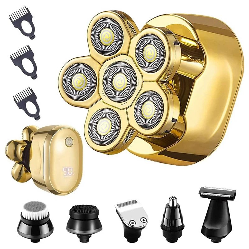 Elétrico para Homens Barbeadores para Homens 6 em 1 Led à Prova Barbeador Cabeça Careca Grooming Multifuncional Display Dwaterproof Água Kit