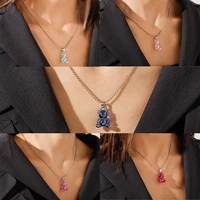 2022 new necklaces for women cute candy color gummy bear cartoon crystal animals chain necklaces pendants female jewelry