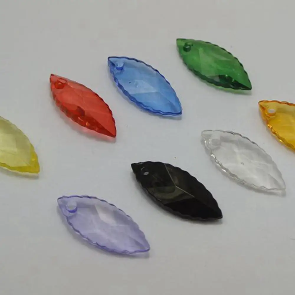 100 разноцветный прозрачный граненые Акриловые подвески в форме листьев 25X10mm |