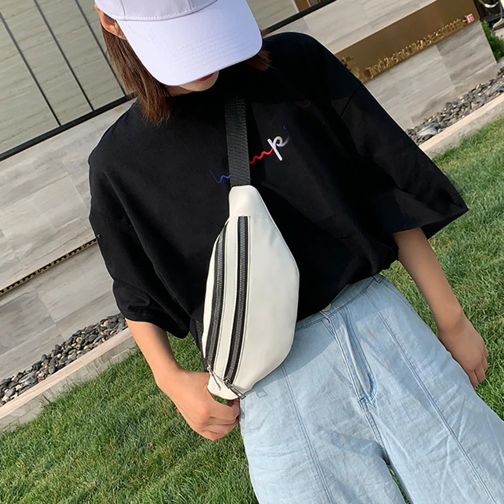 Модные сумки унисекс с двойной молнией кожаные через плечо сумка на грудь