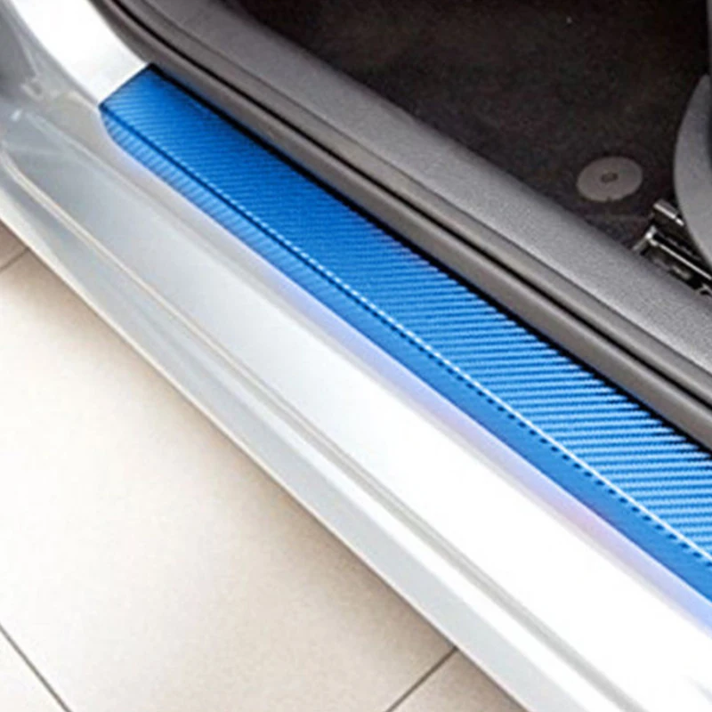 Универсальные 4 шт. 3D карбоновые накладки на пороги защитные панели для