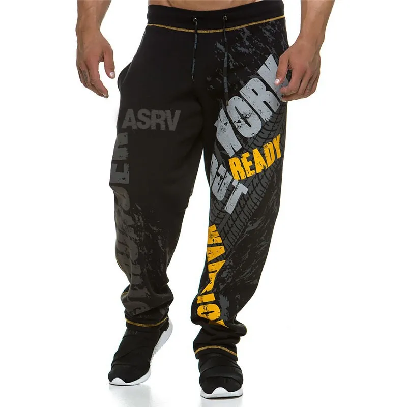 

men's drawstring printing sport pants