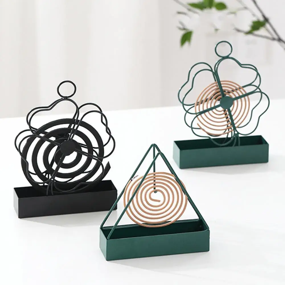 

Nordic Mosquito Coils Holder Summer Anti Mosquito Wrought Iron Fireproof Four Leaf Clover Shape Insect Repellent Storage Rack