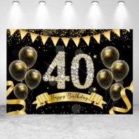 seekpro 40th adult man woman birthday party backdrop shiny diamond dots balloons customized banner poster photo background