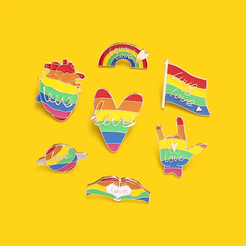 ЛГБТ брошь значок на флаги Радуга булавке милый сердца геев броши ткани DIY