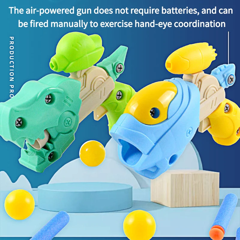 

Kids Assembly Toy Gun Child shooting Toy Cute Animal Pistol Soft Foam Bullet Guns Plastic Ball Launcher Modification Pistol Toys