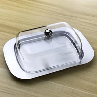 butter dish box container cheese bread storage tray with see through lid stainless steel butter cheese dish box container