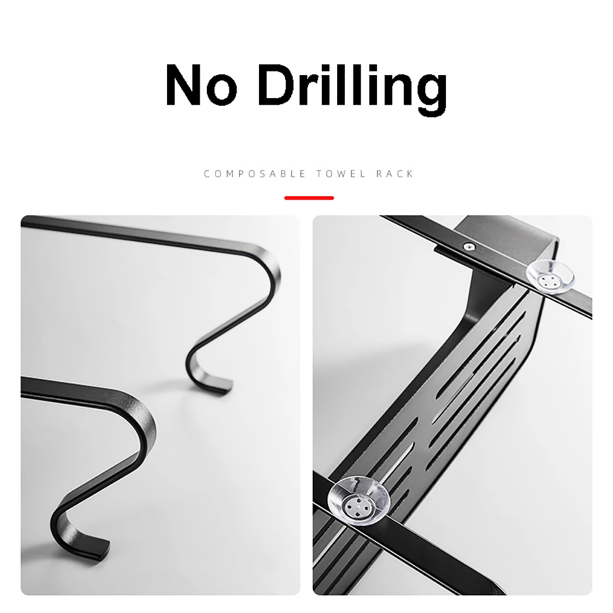 Черные подвесные полки для ванной полка органайзер держатель шампуня без ногтей