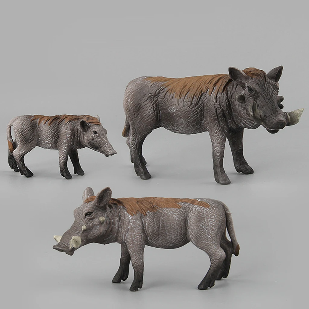 

3pcs/ Set Lifelike Wild Animal Model Figure Toy Educational Boar Joey Famliy