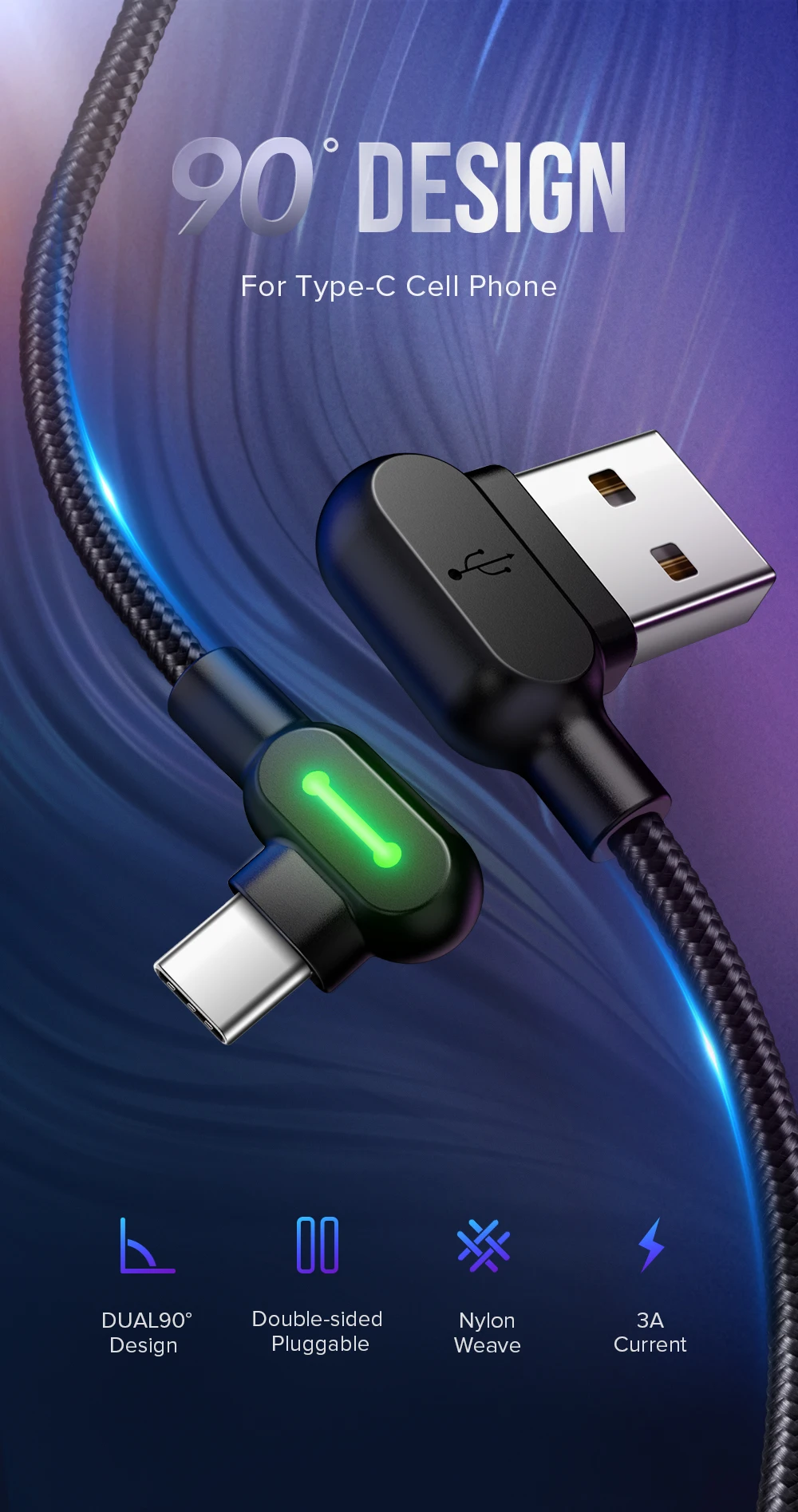 MCDODO type-c USB-C кабель для зарядного устройства USB-C type-c кабель для быстрой зарядки для samsung S9 Xiaomi Note 8 S8 Nexus кабели для мобильных телефонов