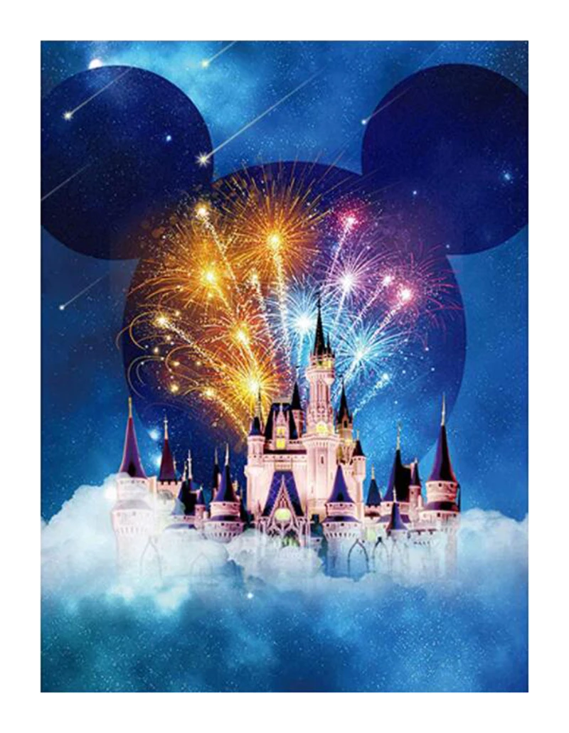 

5D алмазная живопись «сделай сам», мультяшный замок, полноразмерная/круглая вышивка крестиком, алмазная вышивка, фейерверк, пейзаж, домашний...