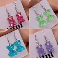 hot selling cartoon animal bear earrings for women different styles multicolor bear drop earrings cute party jewelry gifts