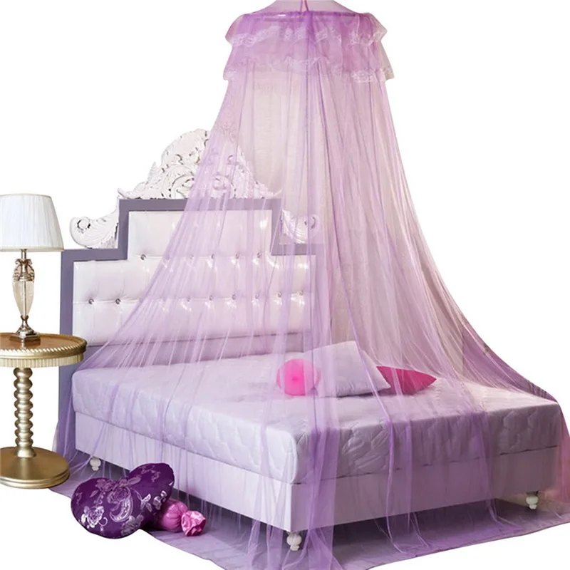 Purple2 1.5-2m Новая подвесная москитная сетка круглая детская кружевная четырехугловая балдахин кровать с противомоскитной сеткой для детей украшение комнаты девочки - Цвет: Purple2 1.5-2m
