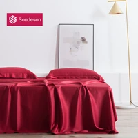 sondeson beauty 100 silk wine red flat sheet 25 momme silk queen king healthy skin bed sheet pillowcase for women men kids 3pcs